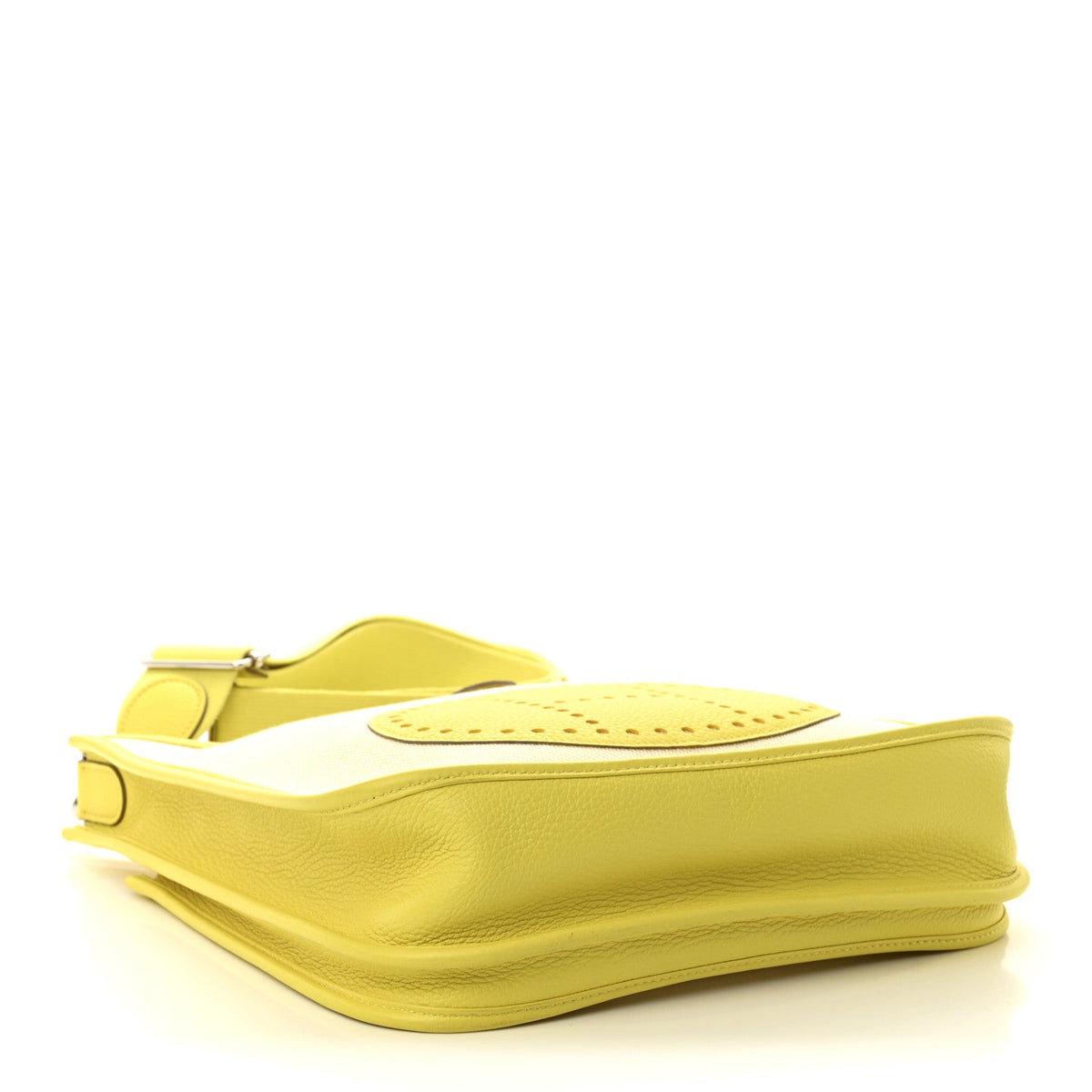 Toile H Taurillon Clemence Evelyne III PM Ecru Citron Lime