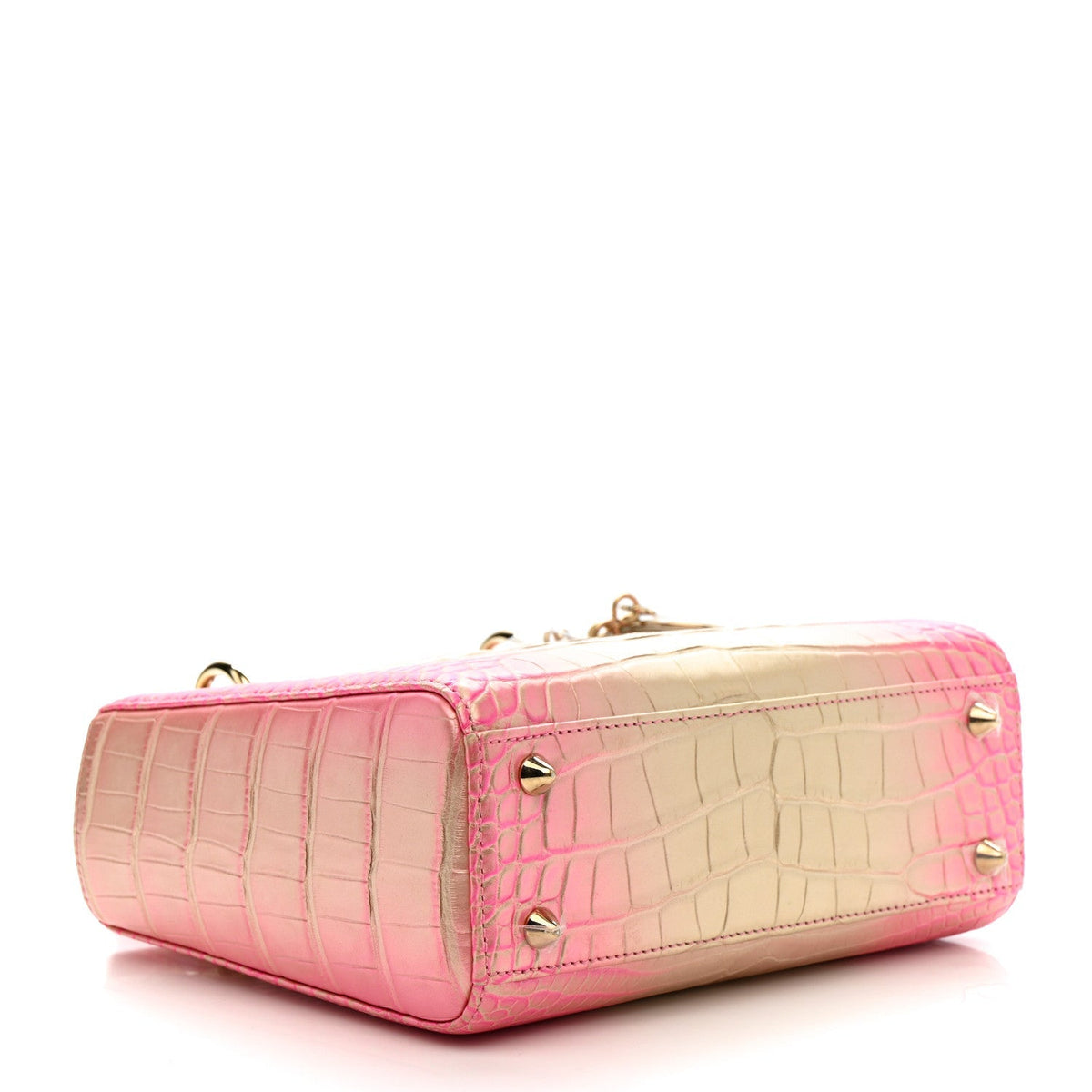 Metallic Alligator Gradient Small Lady Dior Pink