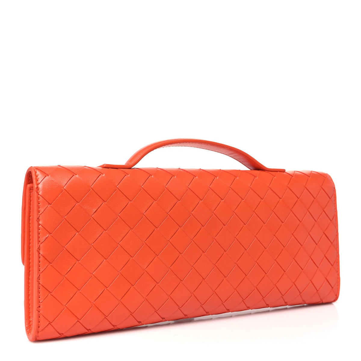 Nappa Intrecciato Long Andiamo Top Handle Clutch Cherry Tomato