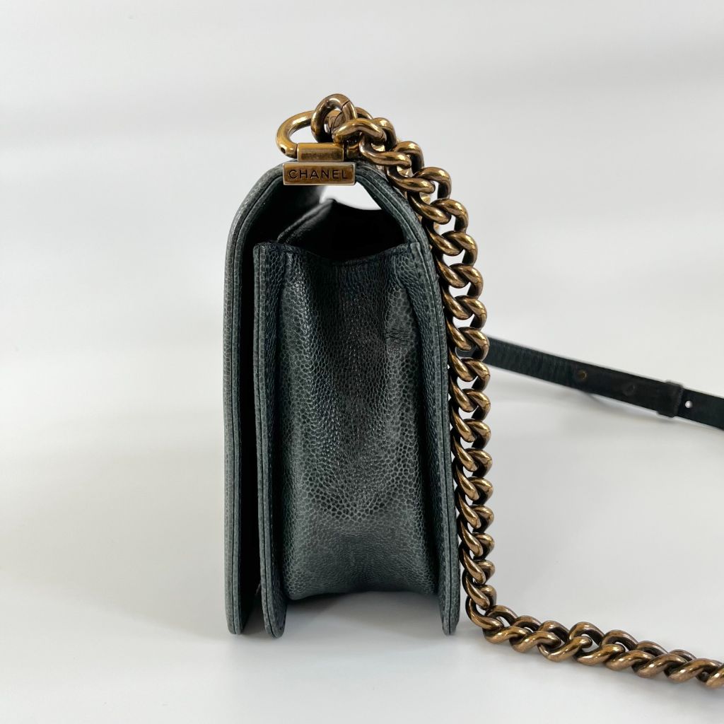 Chanel Black Caviar Leather Medium Quilted Le Boy Bag