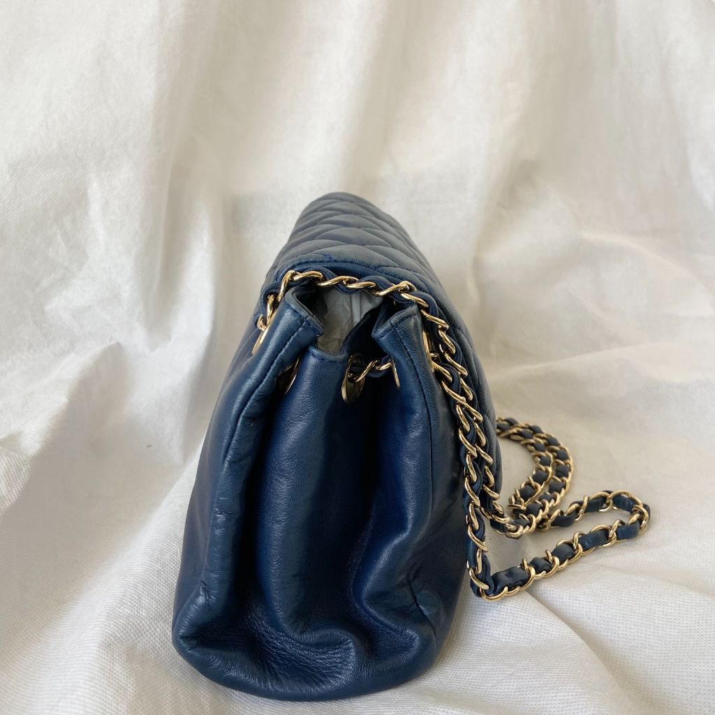 Chanel Dark Blue Mademoiselle Lock Accordion Flap bag