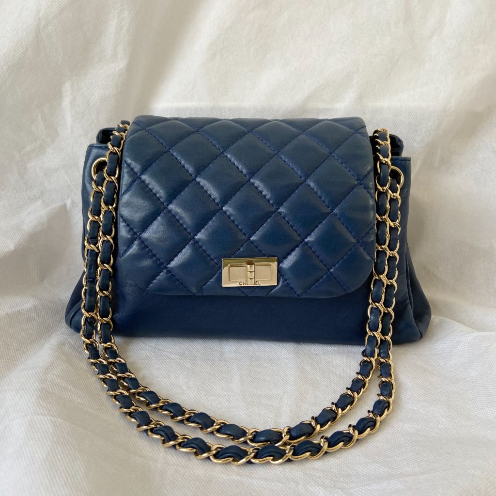 Chanel Dark Blue Mademoiselle Lock Accordion Flap bag