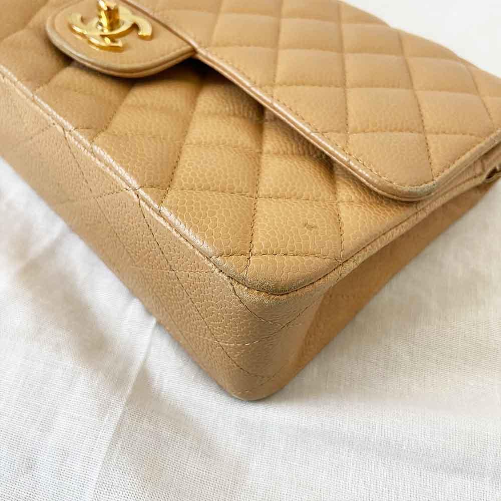 Chanel Medium Caviar Beige Flap Bag