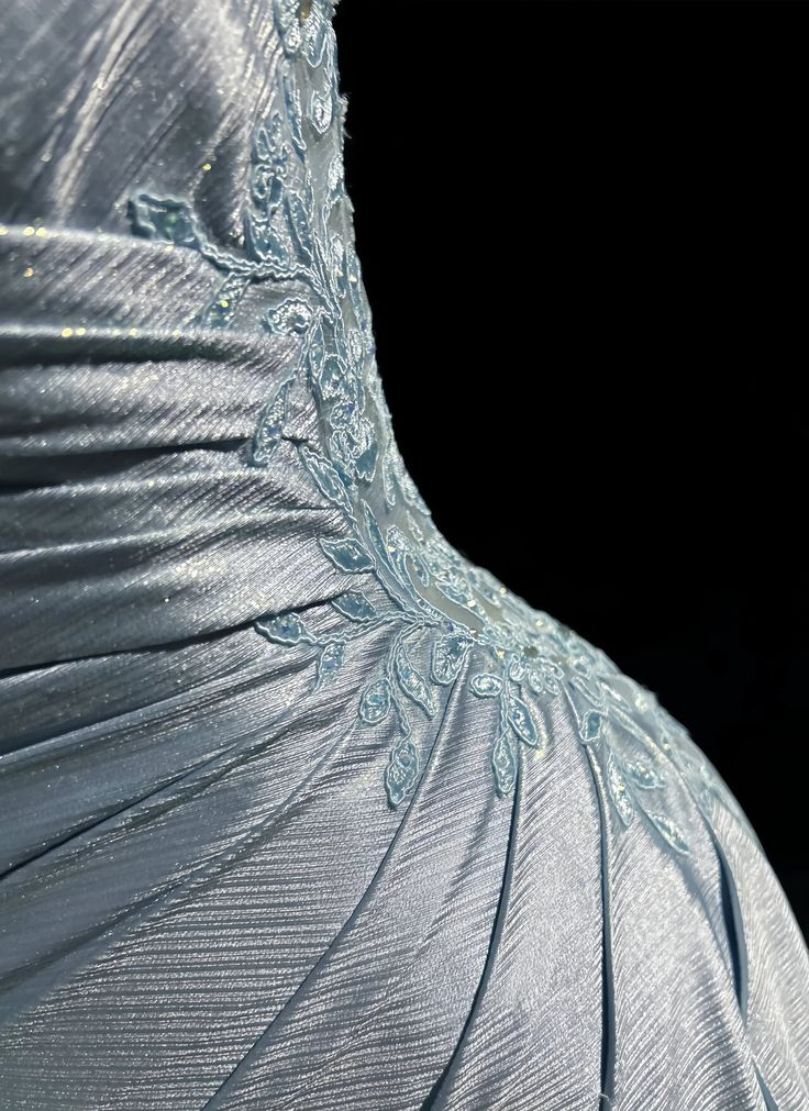 Light Blue Spaghetti Straps Mermaid Appliques Satin Long Evening Party Dresses, D842