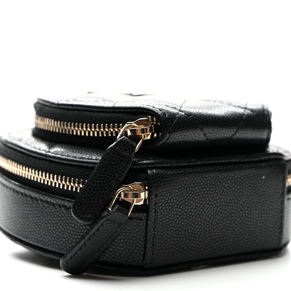 Caviar Quilted Round Coco Clutch With Chain Black