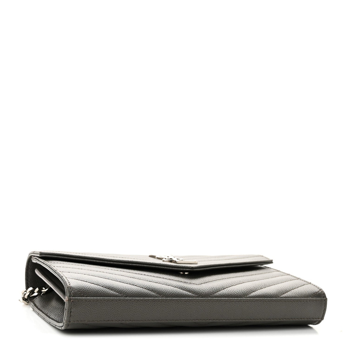 Grain De Poudre Matelasse Chevron Monogram Chain Wallet Fog
