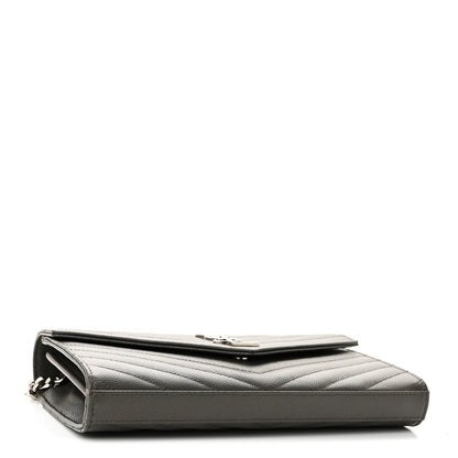 Grain De Poudre Matelasse Chevron Monogram Chain Wallet Fog