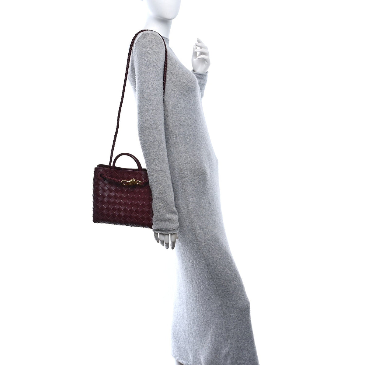 Nappa Intrecciato Small Andiamo Shoulder Bag Barolo