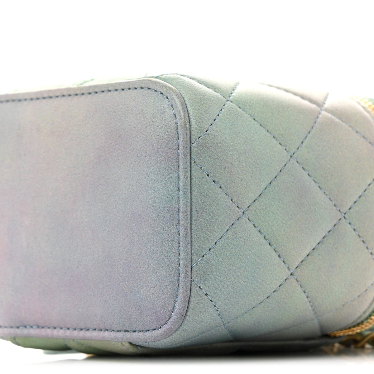 Lambskin Quilted Ombre Top Handle Mini Vanity Case With Chain Blue Green