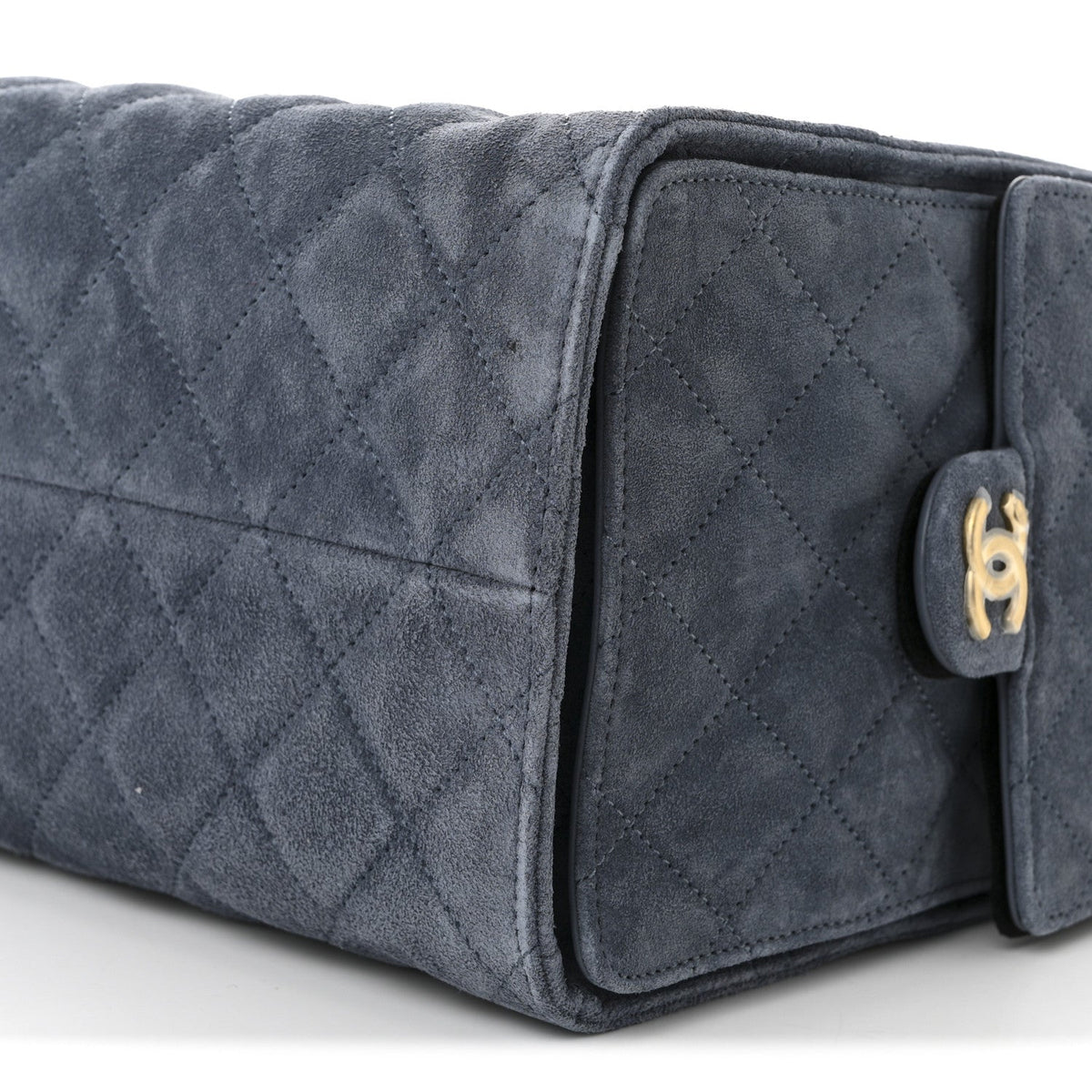 Suede Quilted Medium Chanel 25 Handbag Blue