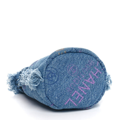 Denim Quilted Mood Mini Bucket With Chain Blue Multicolor