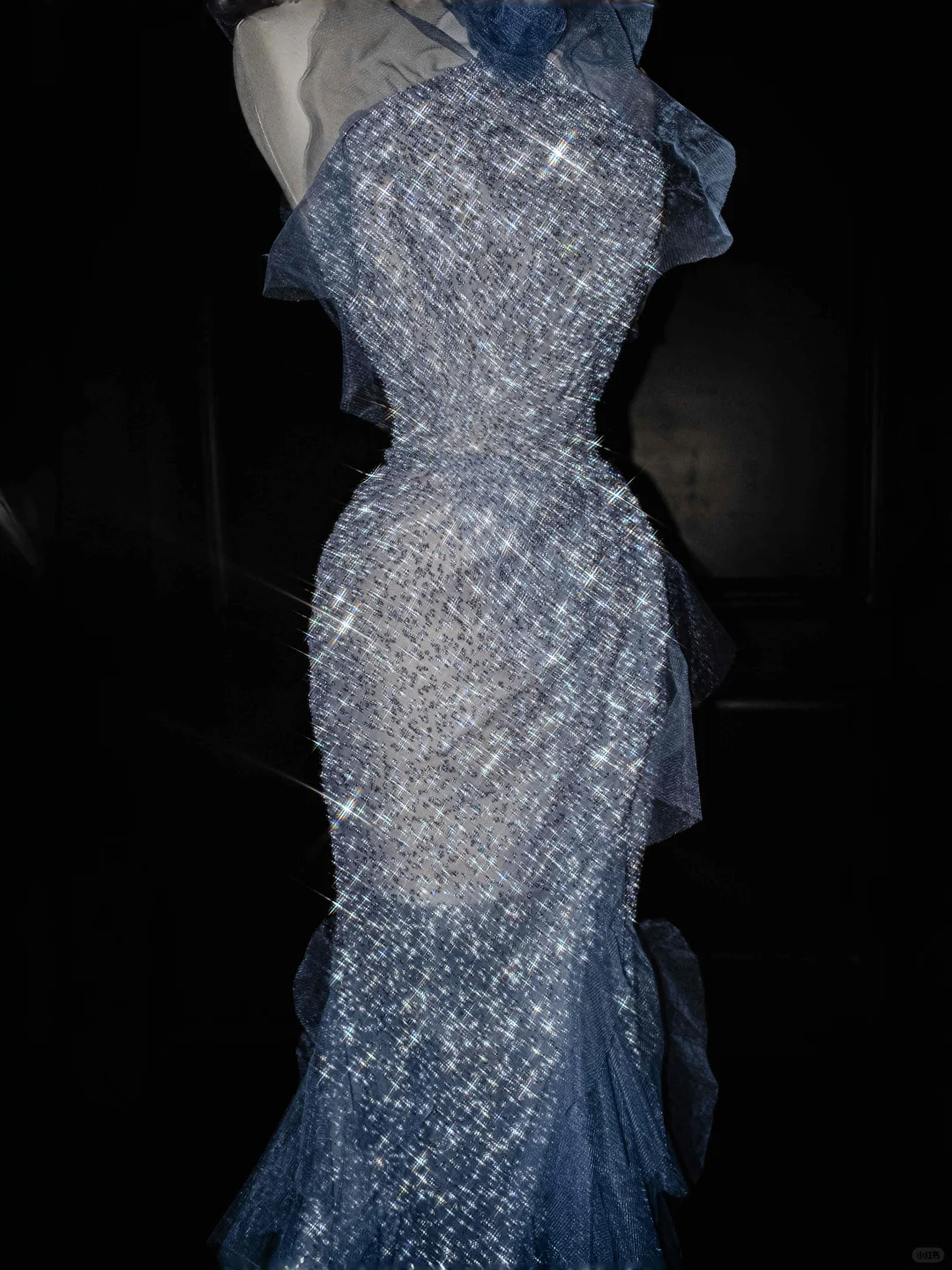 Blue Straps Ruffles Mermaid Beading Long Evening Dress Birthday Outfits, D806