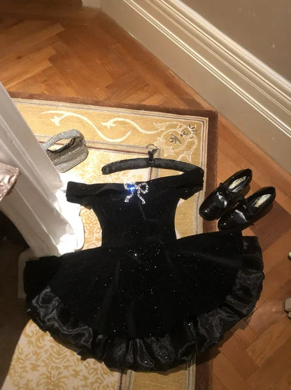 Black Off Shoulder A-Line Short Birthday Outfits Homecoming Dress, D1253