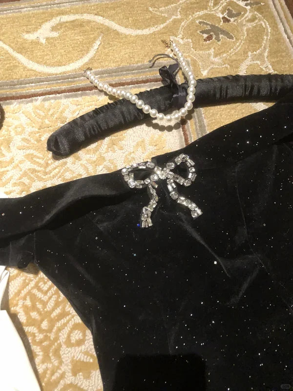 Black Off Shoulder A-Line Short Birthday Outfits Homecoming Dress, D1253
