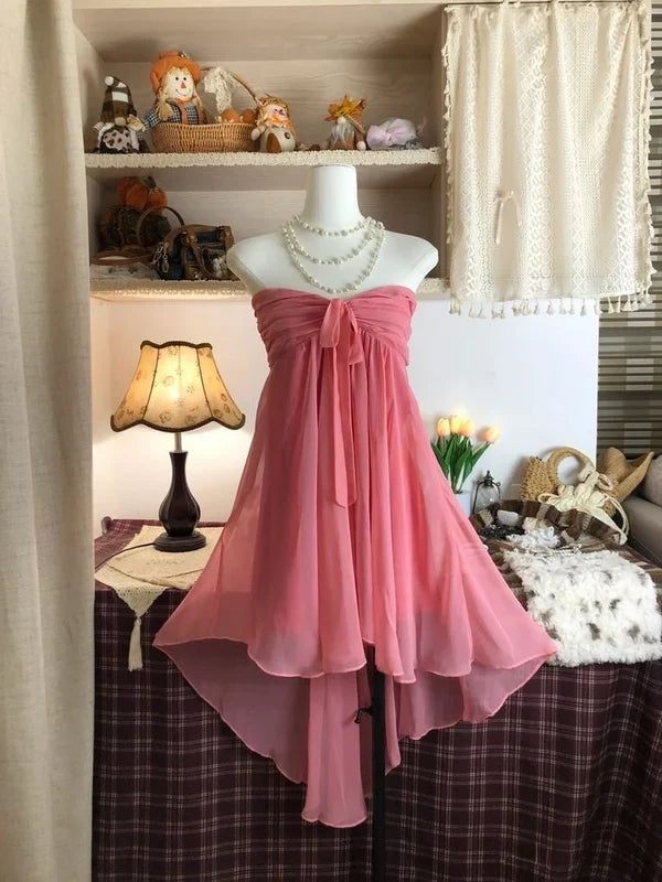 Lovely Pink Strapless A-Line Short Party Dresses Homecoming Dresses, D1263
