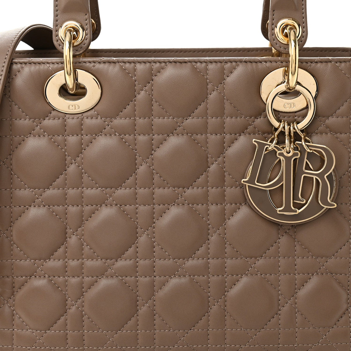 Lambskin Cannage Medium Lady Dior Warm Taupe