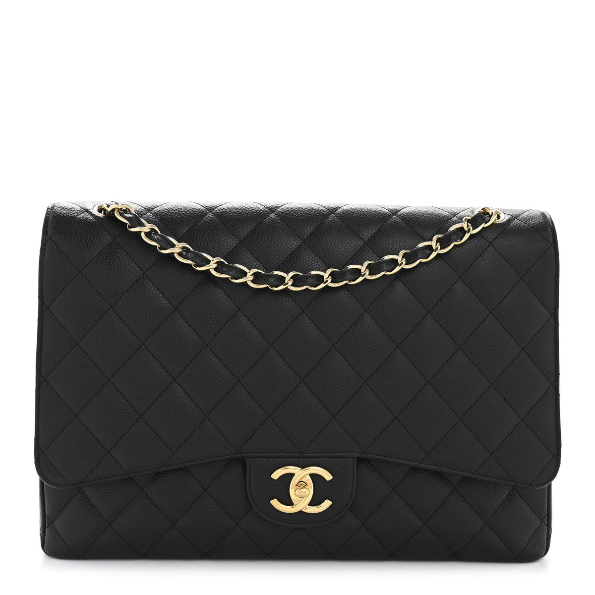 Caviar Quilted Maxi Double Flap Black