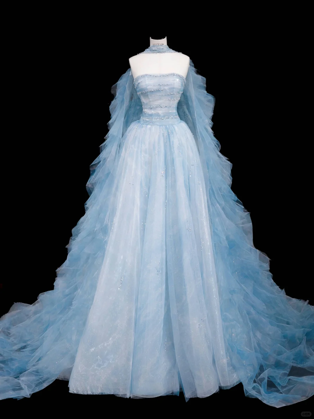 Gorgeous Blue Strapless A-Line Tulle Long Evening Dress Ball Gown Birthday Outfits, D814