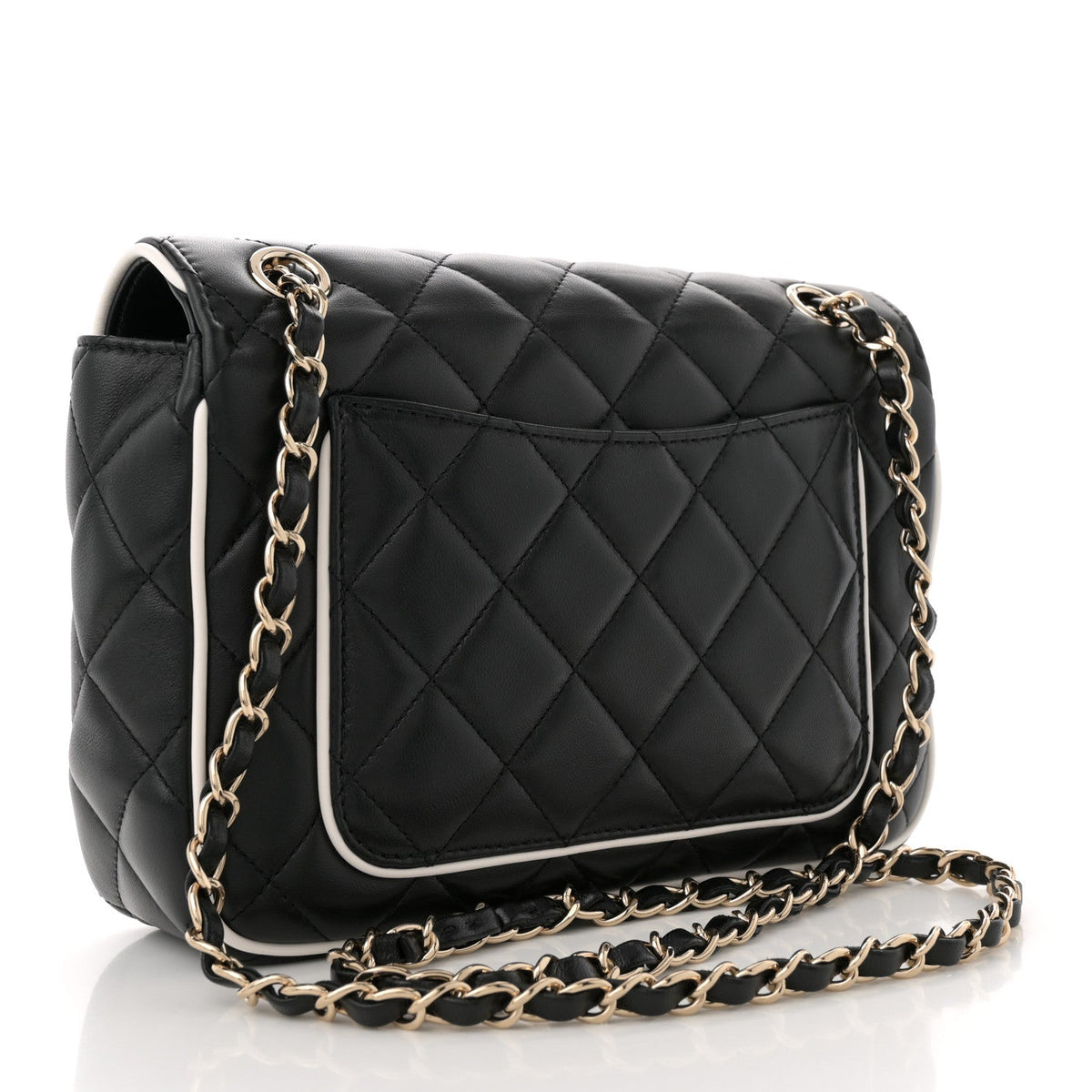 Lambskin Quilted Resin CC Flap Bag Black White