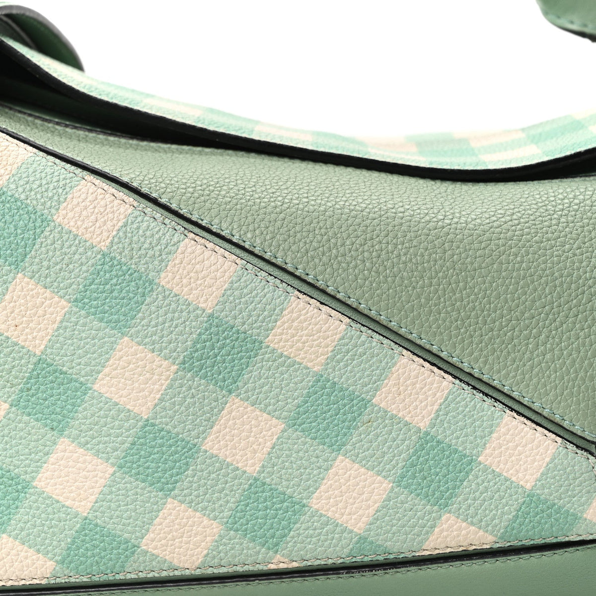 Calfskin Medium Gingham Puzzle Bag Lime