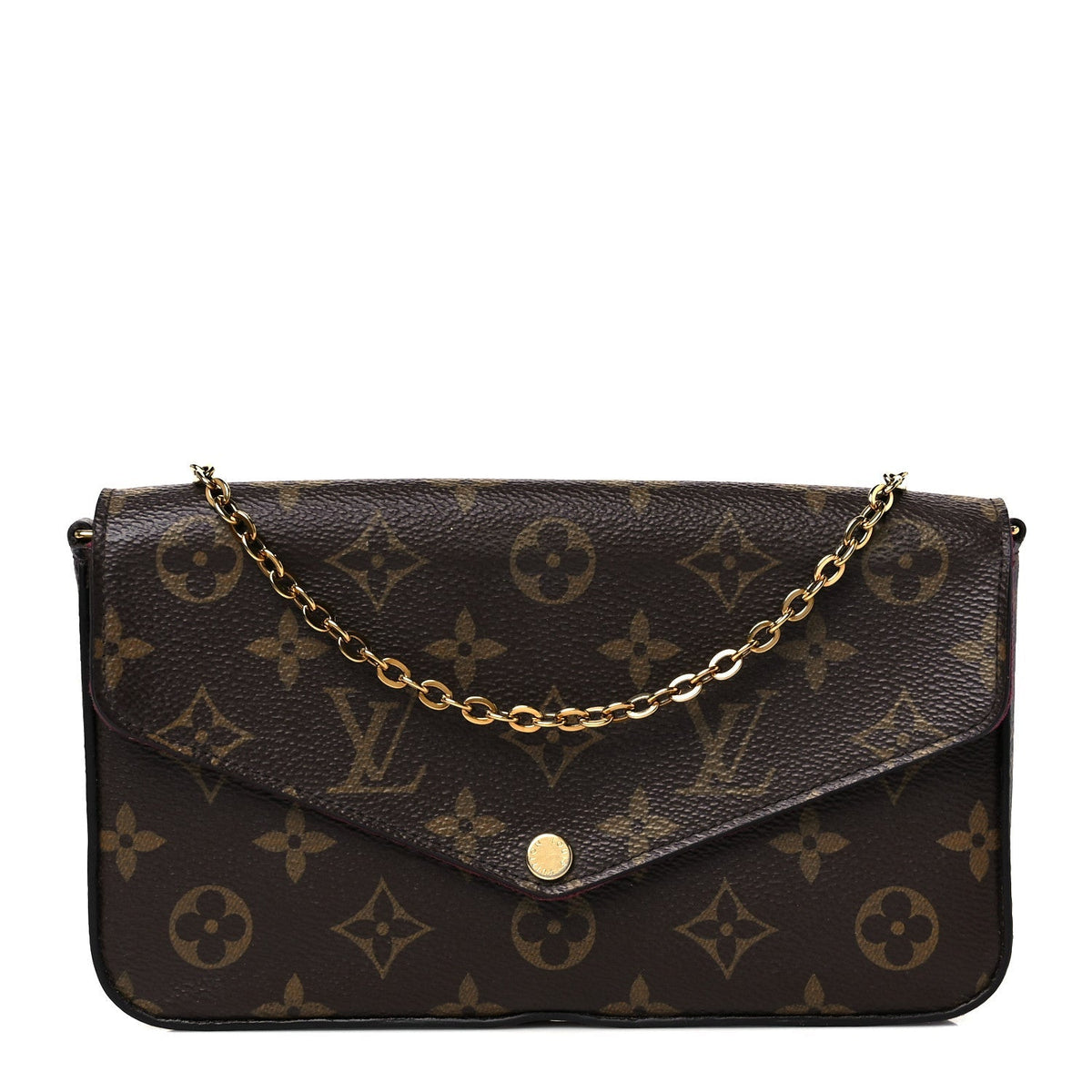Monogram Pochette Felicie Chain Wallet Fuchsia