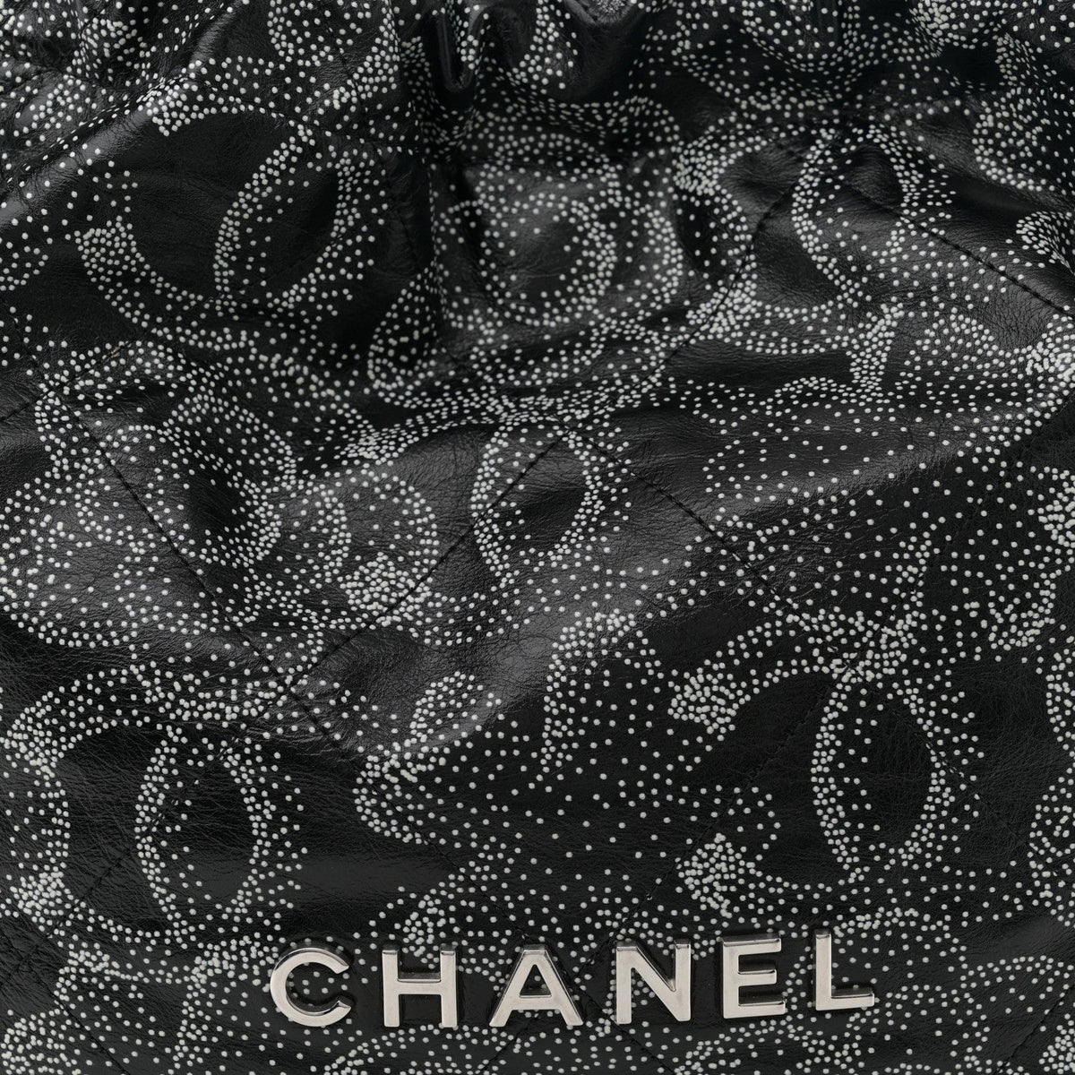 Printed Calfskin Quilted Chanel 22 Black