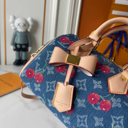 LOUIS VUITTON X TAKASHI MURAKAMI SPEEDY BANDOULIÈRE 20 MONOGRAM DENIM BLUE 20CM