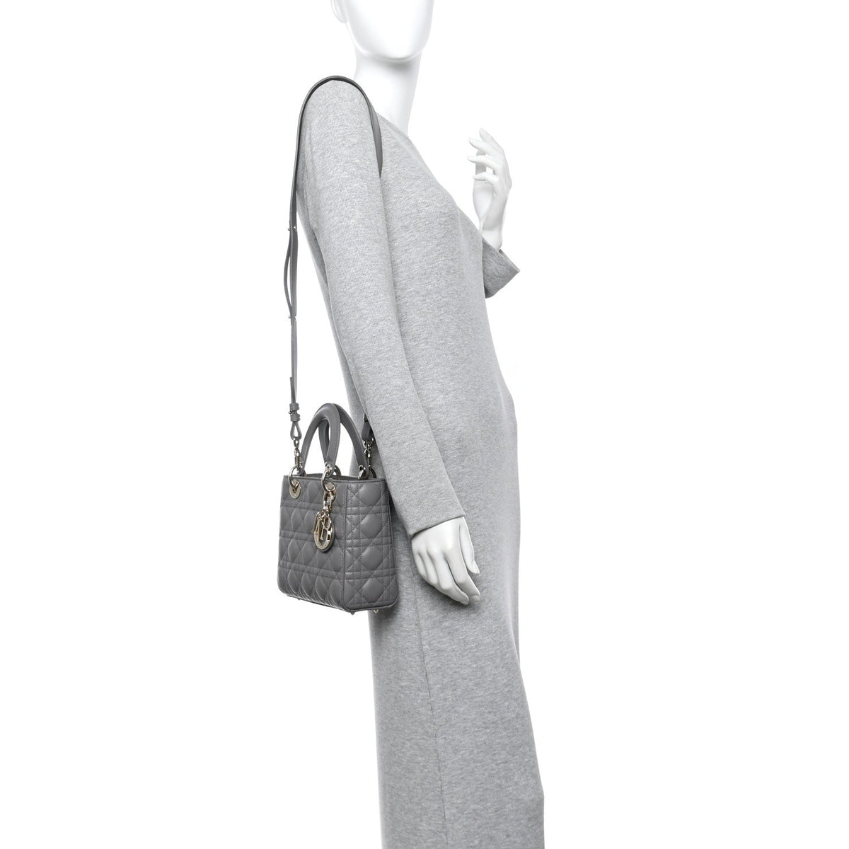 Lambskin Cannage Small My ABCDior Lady Dior Grey