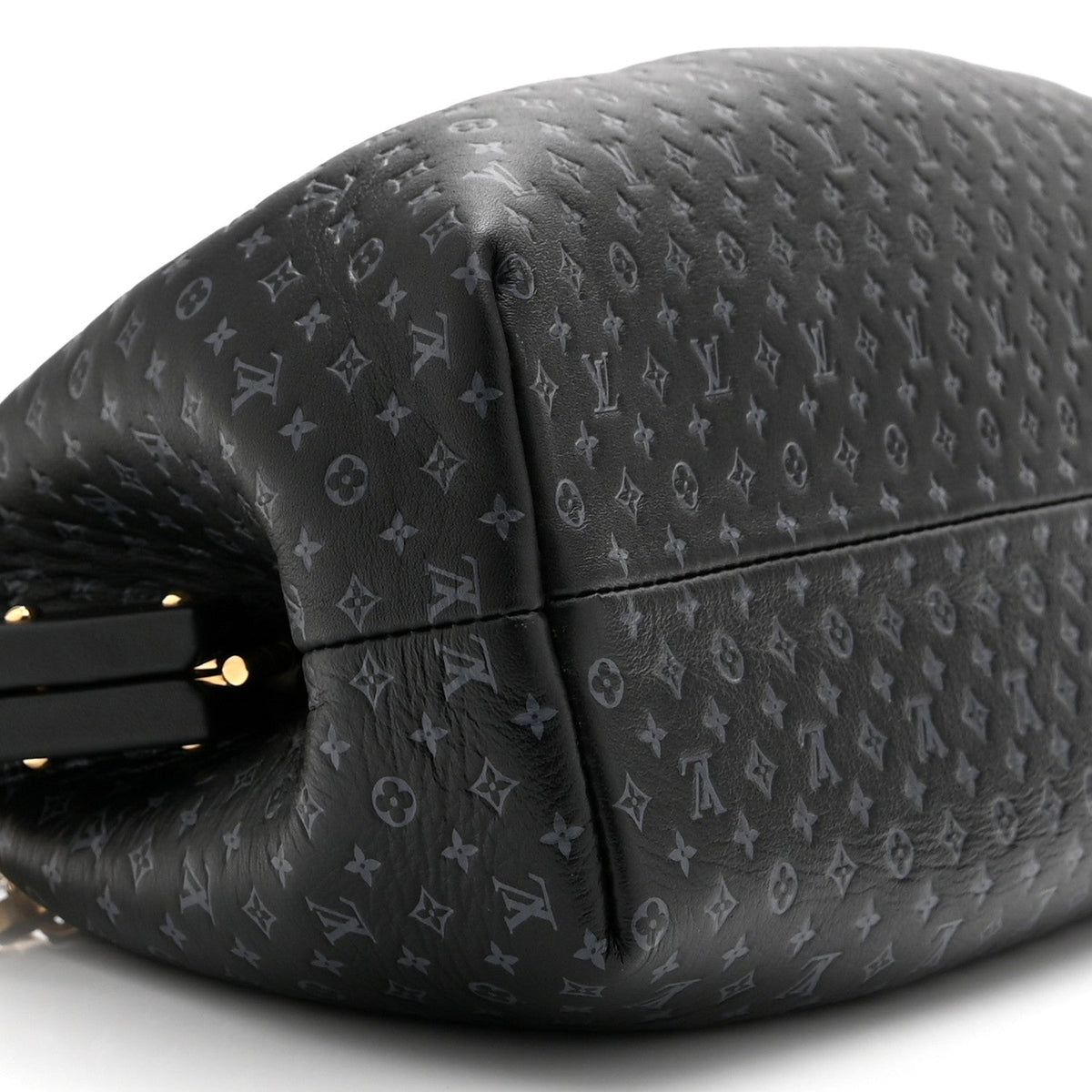 Calfskin Nanogram Embossed Clutch Black