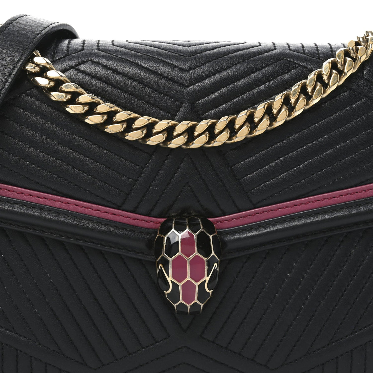 Nappa Quilted Serpenti Forever Diamond Blast Shoulder Bag Black Pink