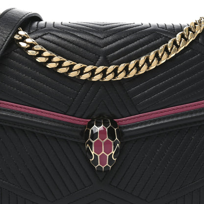 Nappa Quilted Serpenti Forever Diamond Blast Shoulder Bag Black Pink