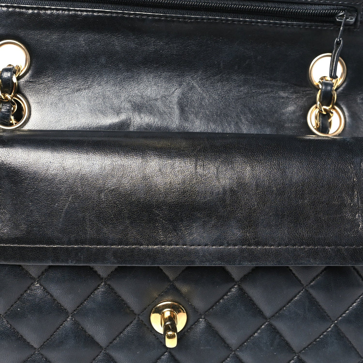 Lambskin Quilted Small Double Flap Black