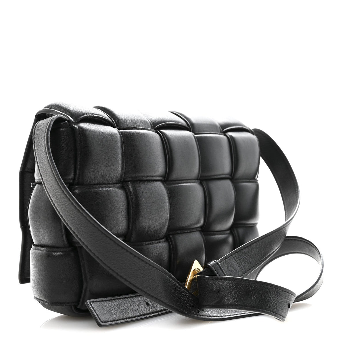 Nappa Maxi Intreccio Padded Cassette Crossbody Bag Black