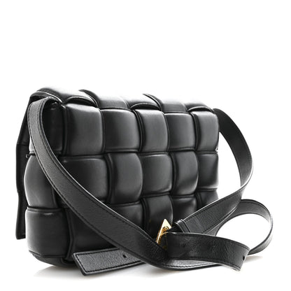 Nappa Maxi Intreccio Padded Cassette Crossbody Bag Black
