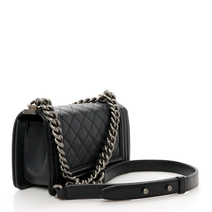 Caviar Quilted Small Boy Flap Black