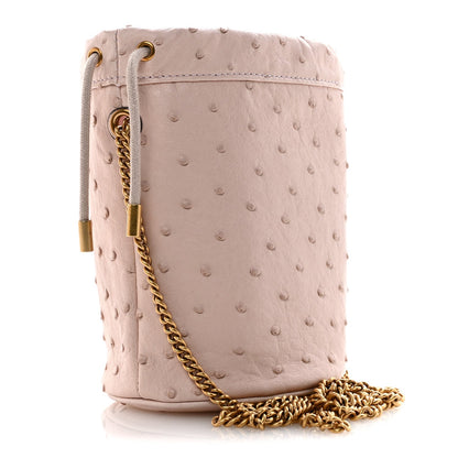 Ostrich Mini GG Marmont 2.0 Bucket Bag Light Pink