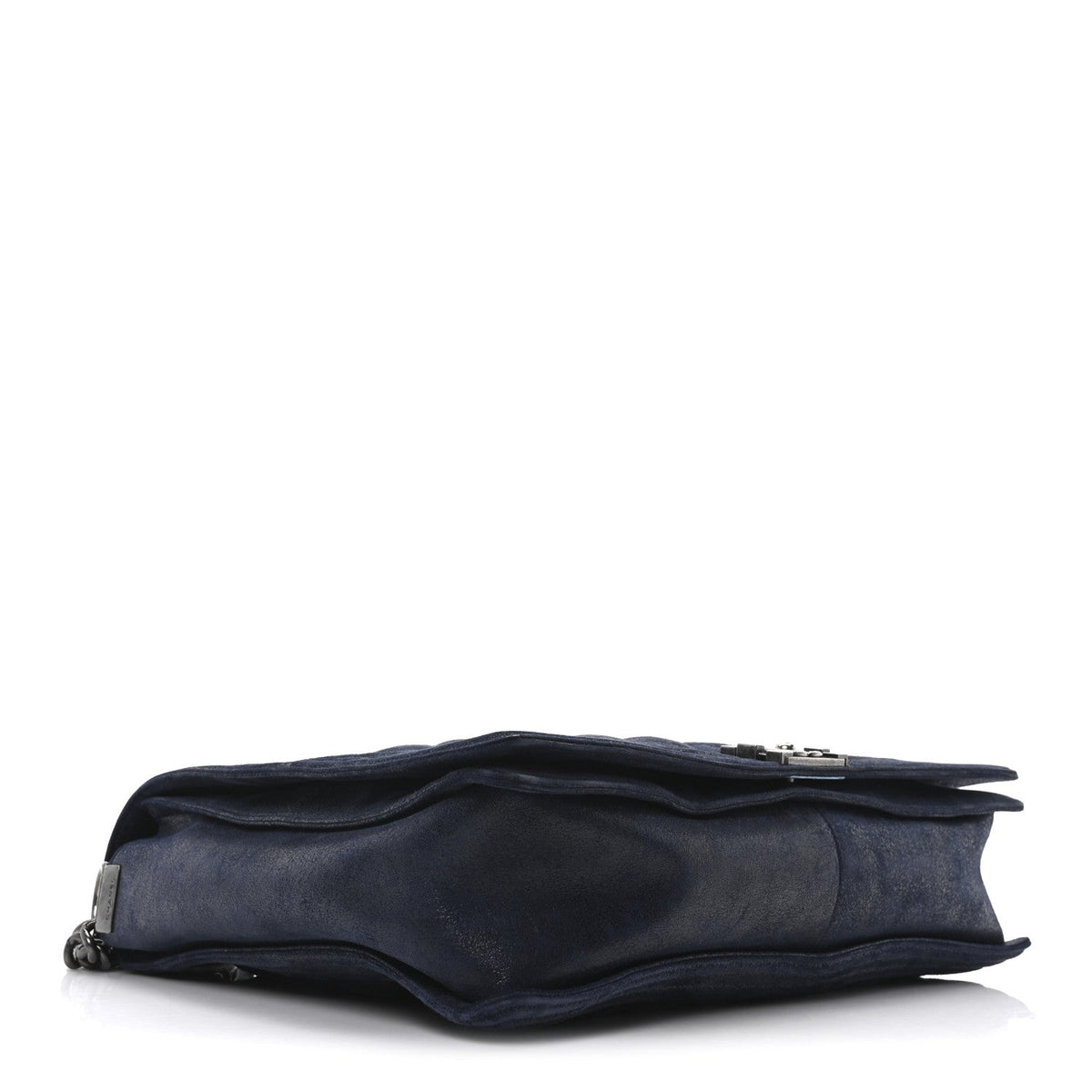 Iridescent Calfskin Large Gentle Boy Flap  Navy Blue