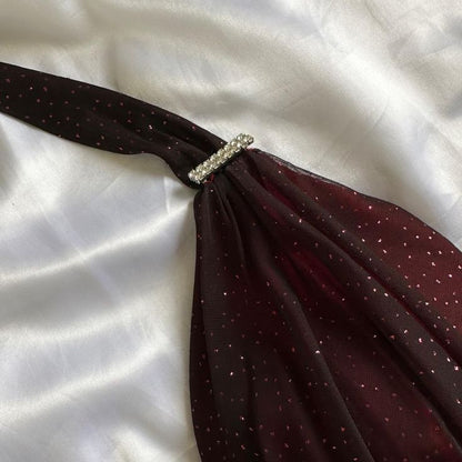 Burgundy Gradient Halter Sheath Chiffon Long Party Dress Vintage Evening Dress, D370
