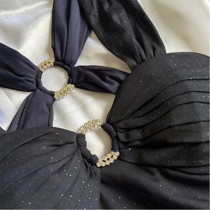 Grey Straps Ombre Ruffles Chiffon Long Party Dress Vintage Evening Gown, D379