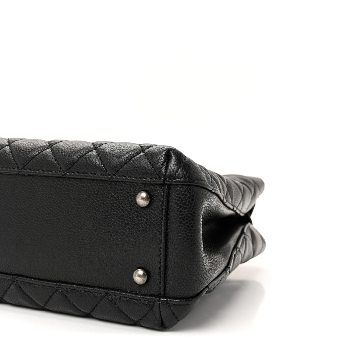 Caviar Quilted Small City Shopping Tote Black