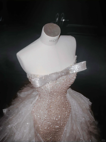 Gorgeous Pink Strapless Mermaid Beading Long Evening Dress Birthday Outfits, D800