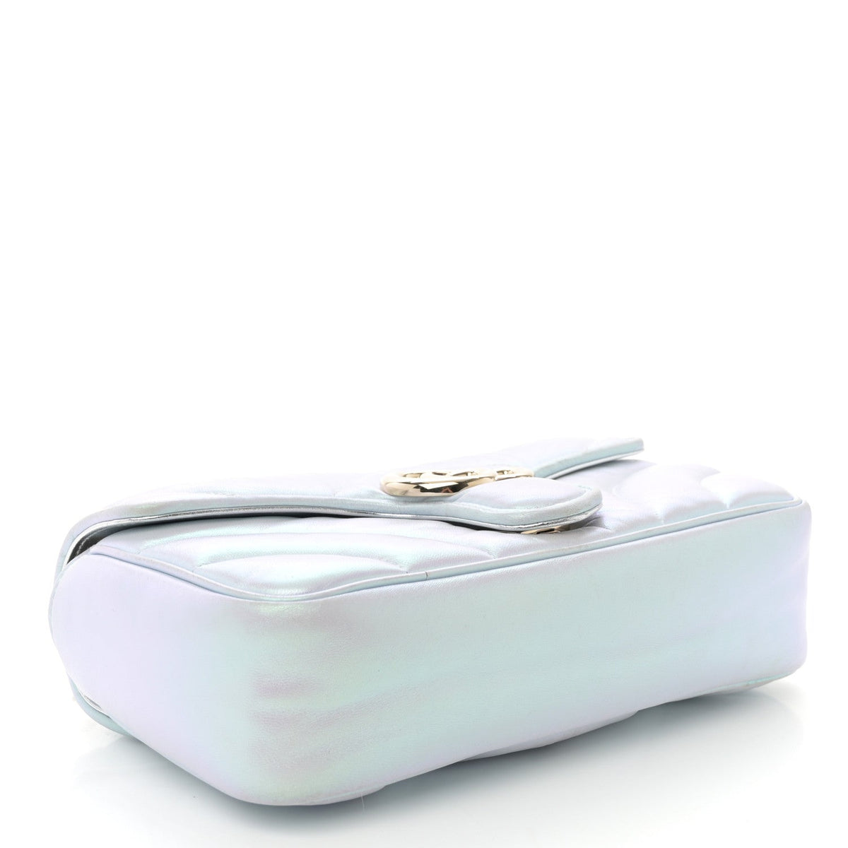 Iridescent Nappa Chevron Matelasse Small GG Marmont Shoulder Bag Iridescent Snow Light Blue