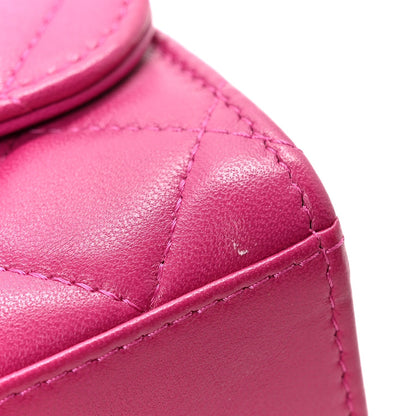 Lambskin Quilted Mini Trendy CC Clutch With Chain Fuchsia