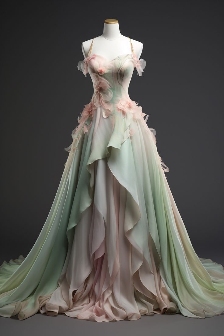 Fairy Spaghetti Straps A-Line Appliques Long Party Dress Formal Evening Gown, D429