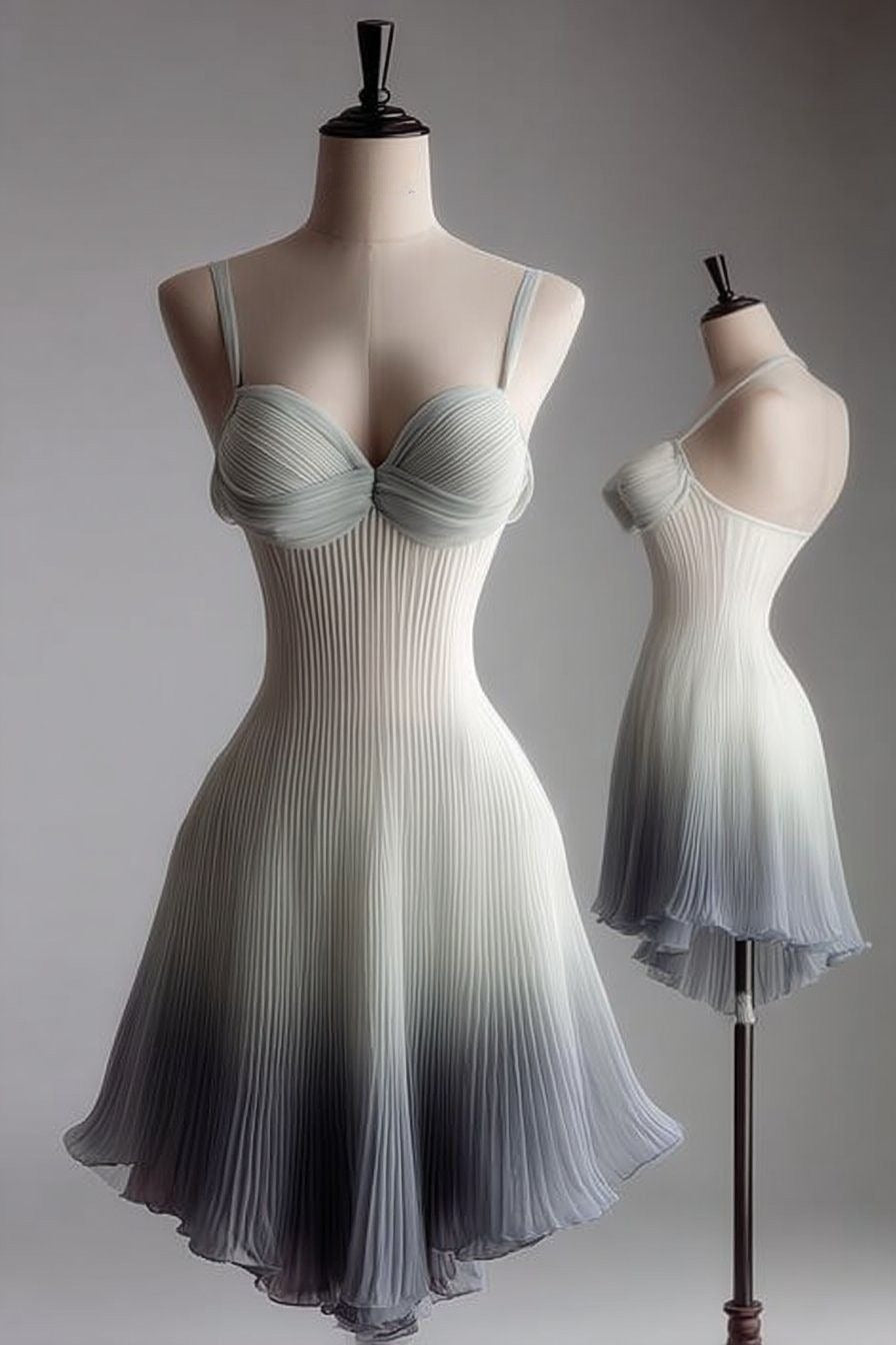 Unique Ombre A Line Straps Chiffon Short Homecoming Dress Outfits SH5731