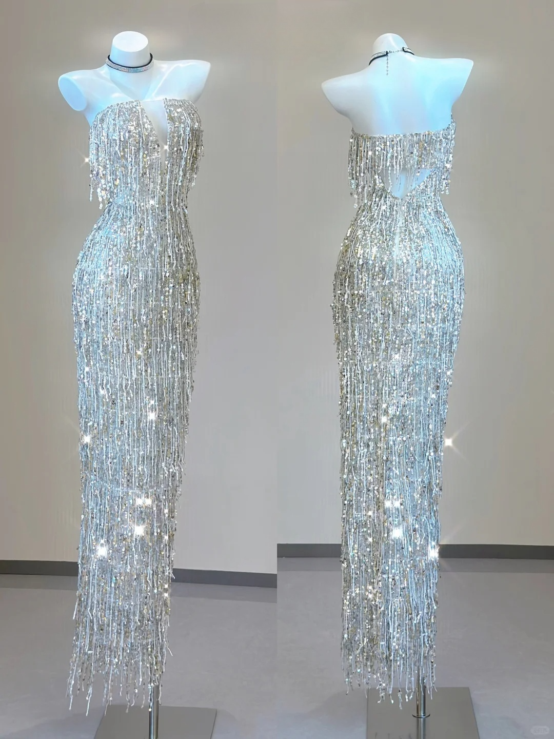 Glitter Strapless Beading Sheath Long Party Dress Gorgeous Evening Gown, D472