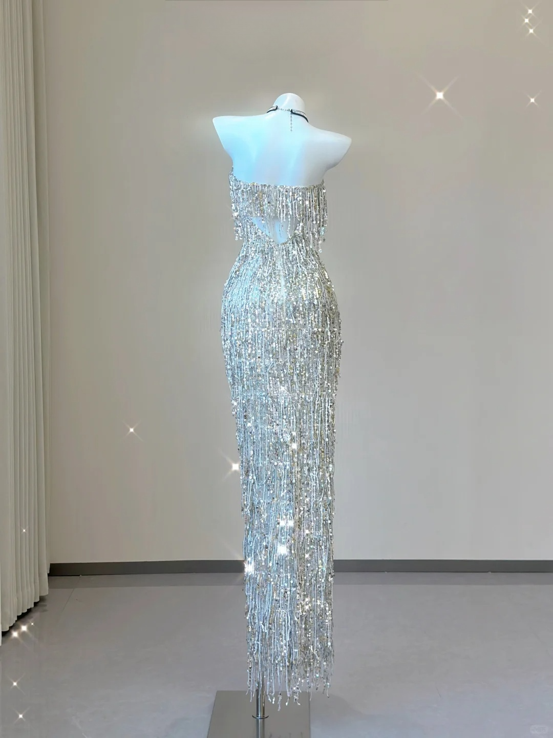 Glitter Strapless Beading Sheath Long Party Dress Gorgeous Evening Gown, D472