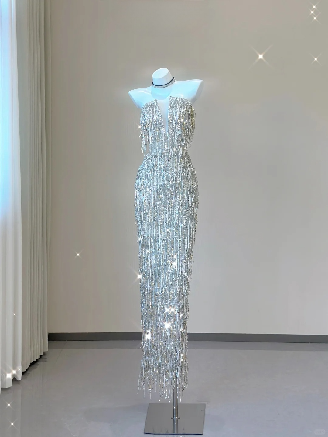 Glitter Strapless Beading Sheath Long Party Dress Gorgeous Evening Gown, D472