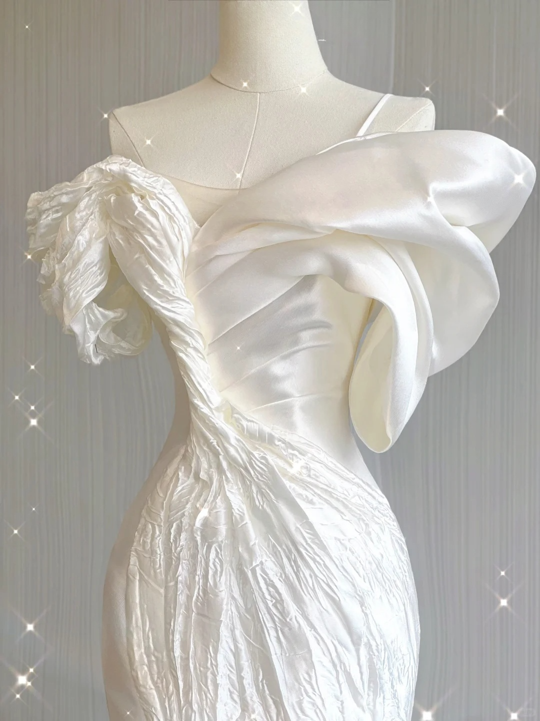 Elegant White Off Shoulder Mermaid Satin Long Party Dress Wedding Dress, D478