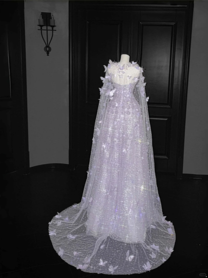 Gorgeous Lilac Strapless A-Line Beading Long Evening Dress Birthday Outfits, D801